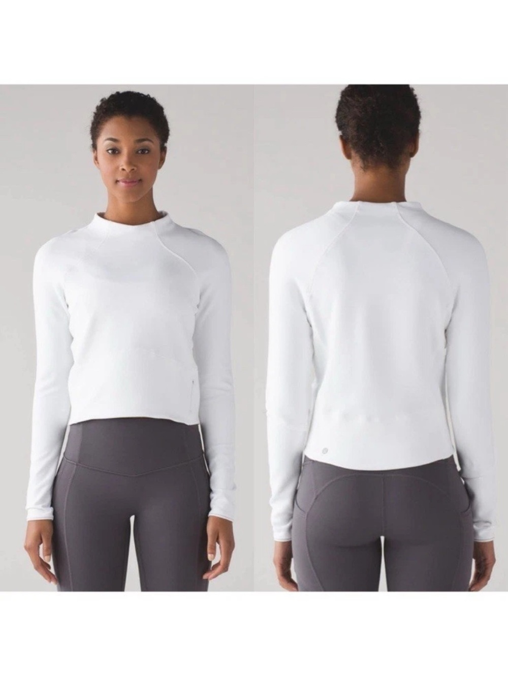 Lululemon Hills and Valley Mock Neck  Cropped Top Size 6 White